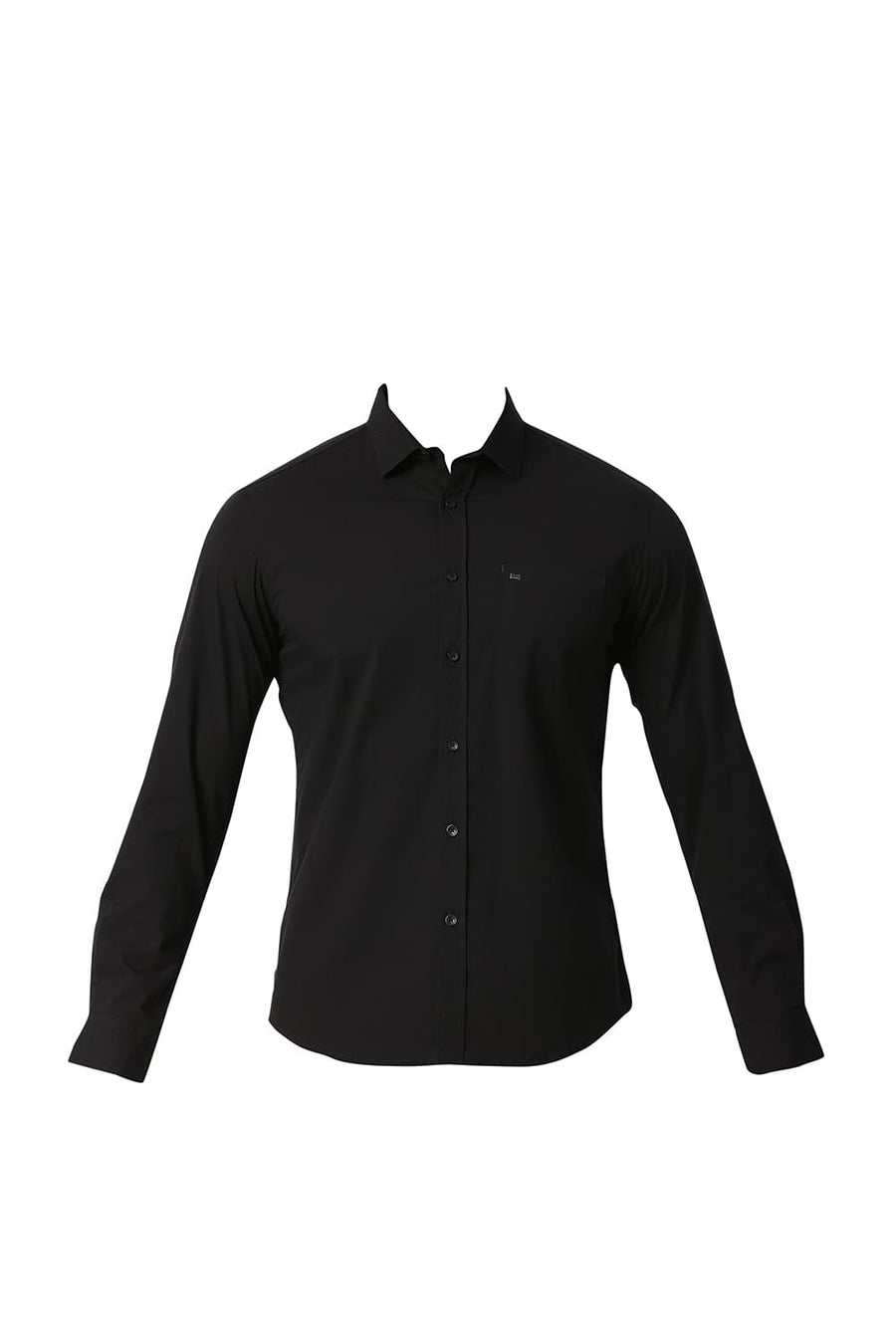 BASICS SLIM FIT MOONLESS BLACK COTTON POPLIN STRETCH SHIRT