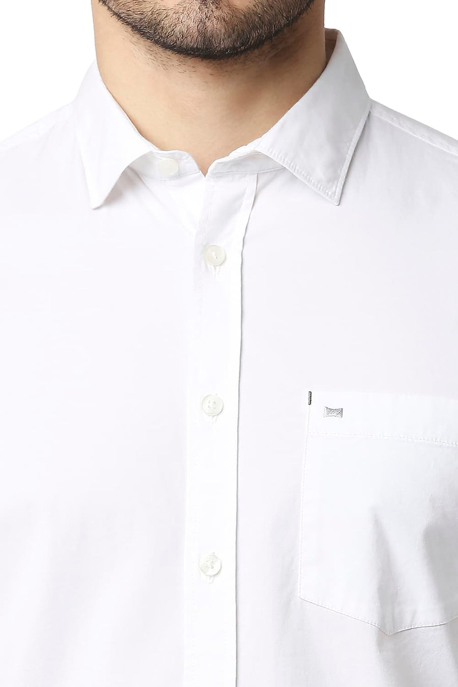 BASICS SLIM FIT BRILLIANT WHITE COTTON POPLIN STRETCH SHIRT