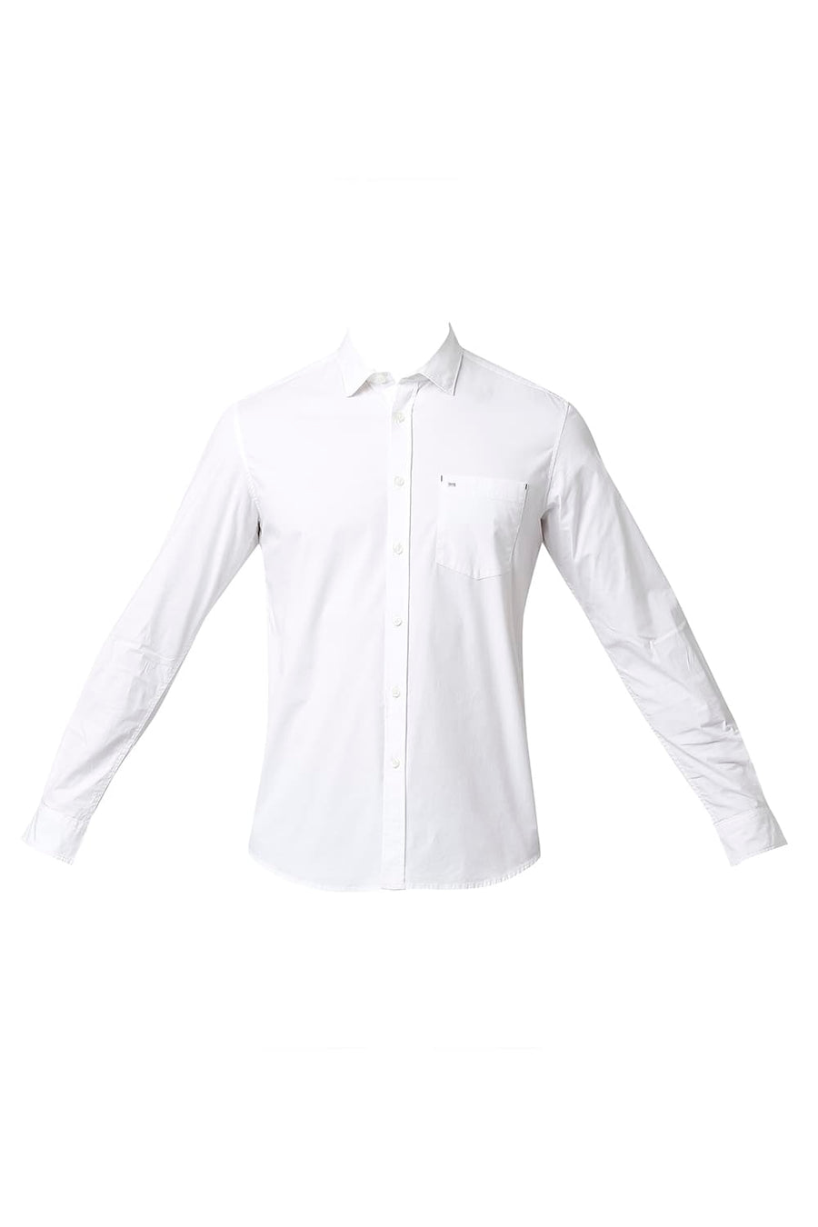 BASICS SLIM FIT BRILLIANT WHITE COTTON POPLIN STRETCH SHIRT
