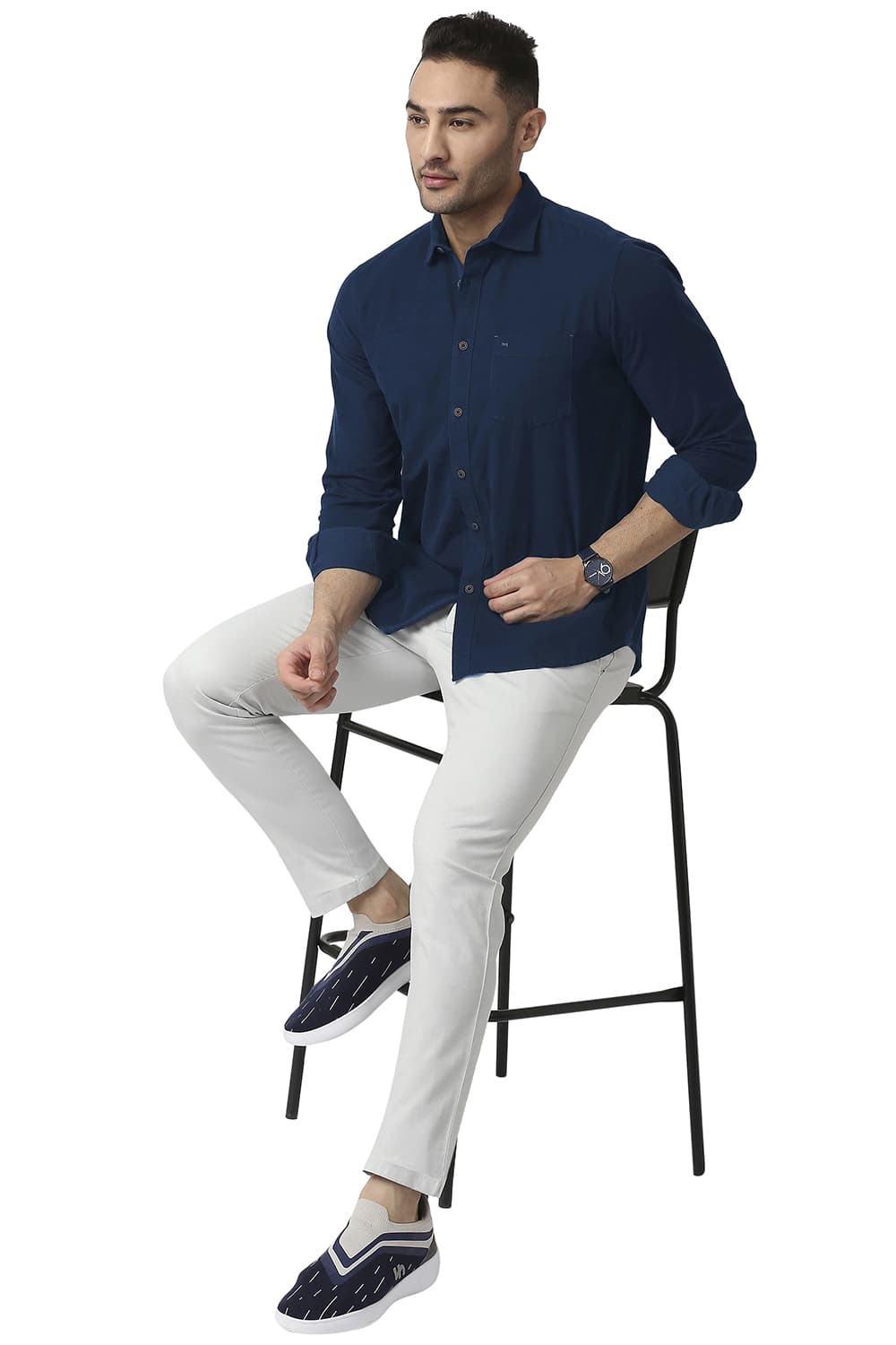 BASICS SLIM FIT COTTON CORDUORY SHIRT