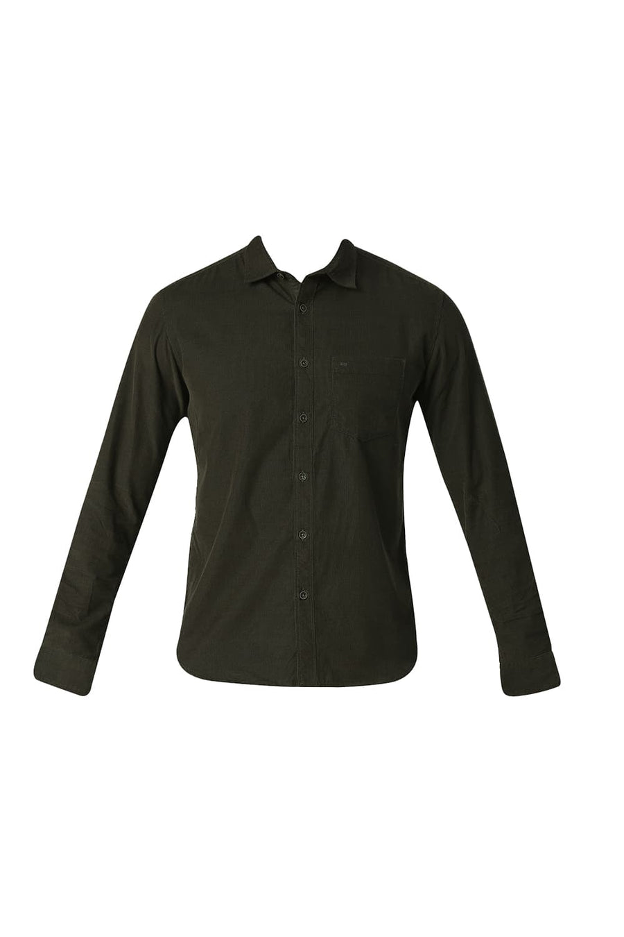 BASICS SLIM FIT ROSIN GREEN COTTON CORDUORY SHIRT