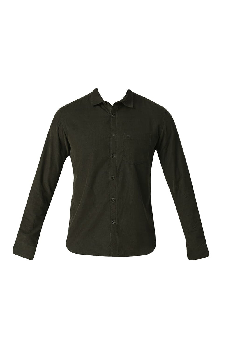 BASICS SLIM FIT COTTON CORDUORY SHIRT