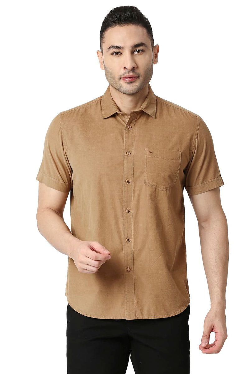 BASICS SLIM FIT COTTON CORDUORY SHIRT