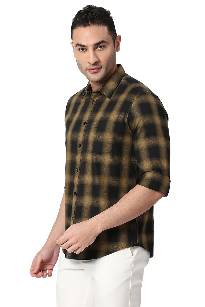 BASICS SLIM FIT COTTON GRINDLE CHECKS SHIRT