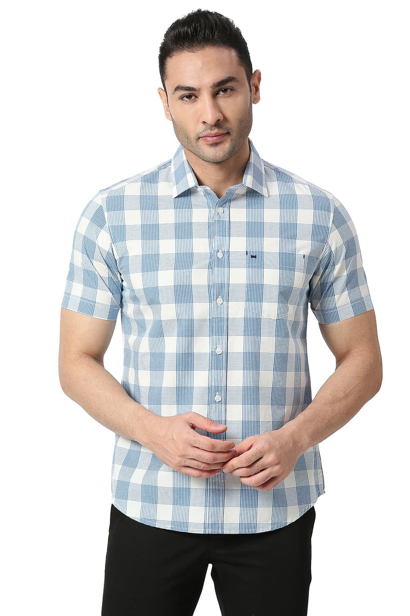 BASICS SLIM FIT COTTON CHECKS SHIRT