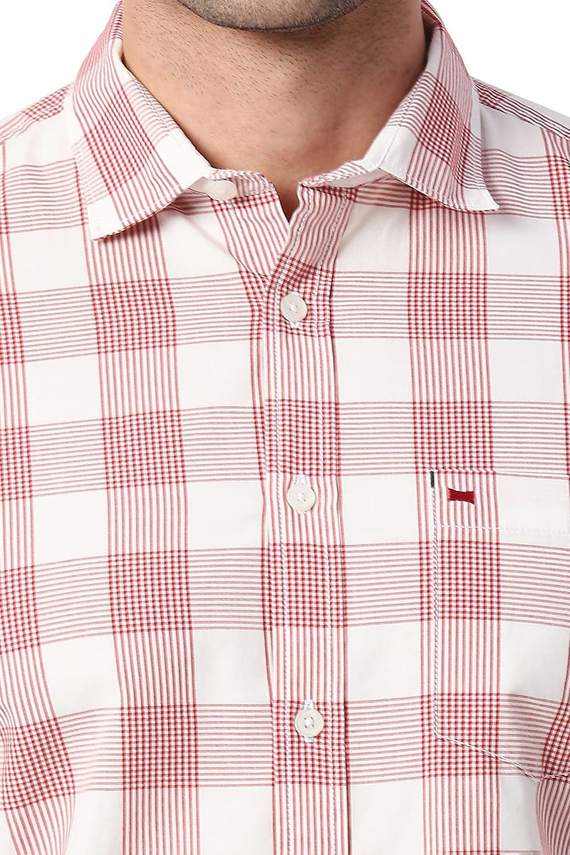 BASICS SLIM FIT COTTON CHECKS HALFSLEEVES SHIRT