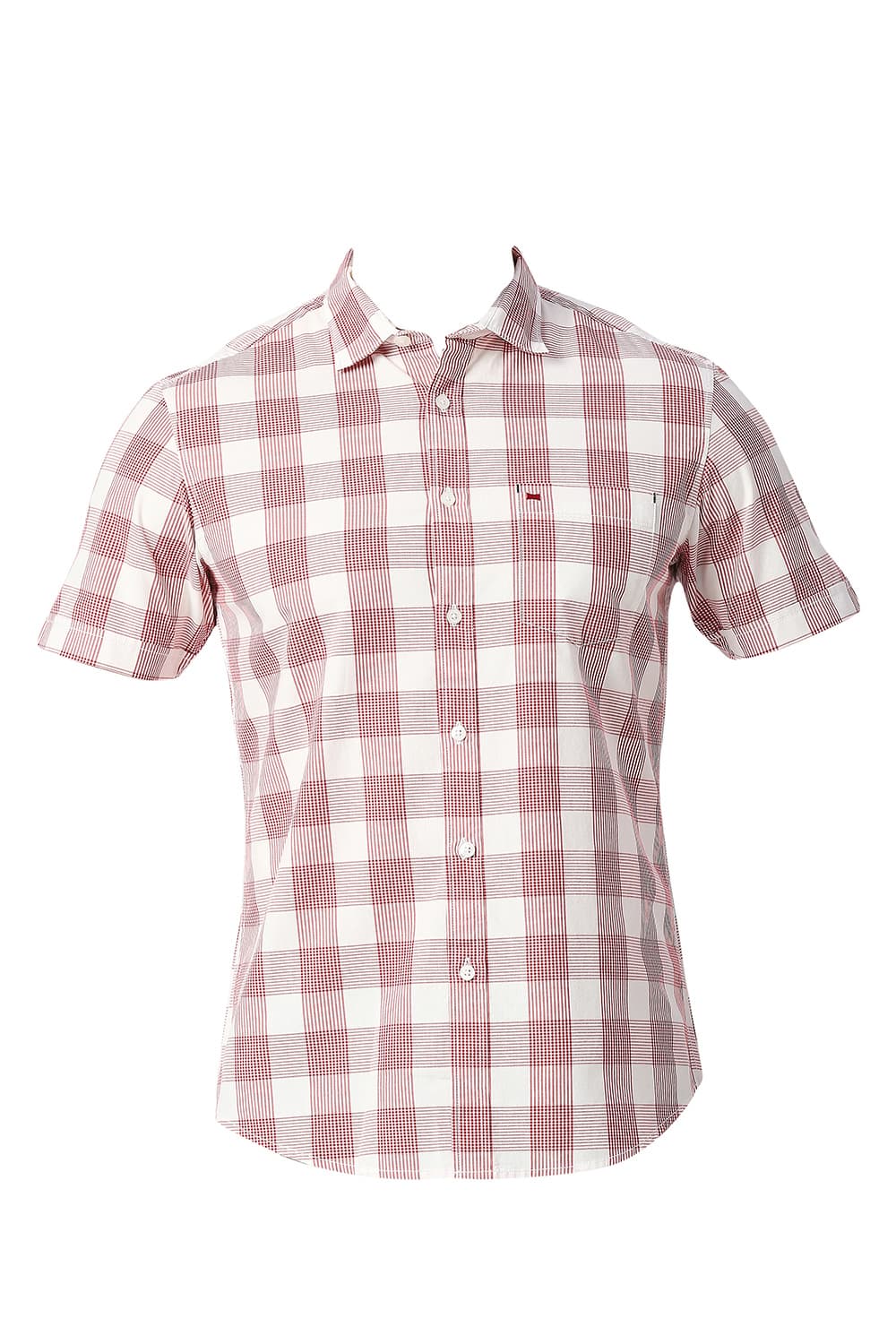 BASICS SLIM FIT COTTON CHECKS HALFSLEEVES SHIRT