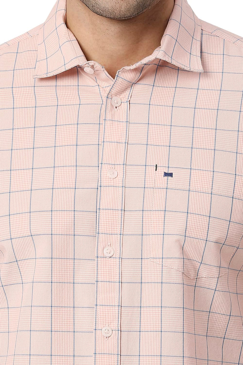 BASICS SLIM FIT COTTON CHECKS HALFSLEEVES SHIRT