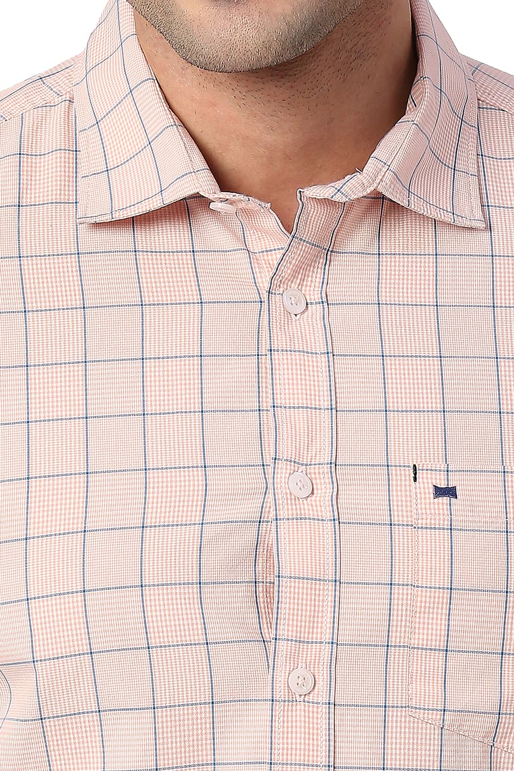 BASICS SLIM FIT COTTON CHECKS SHIRT