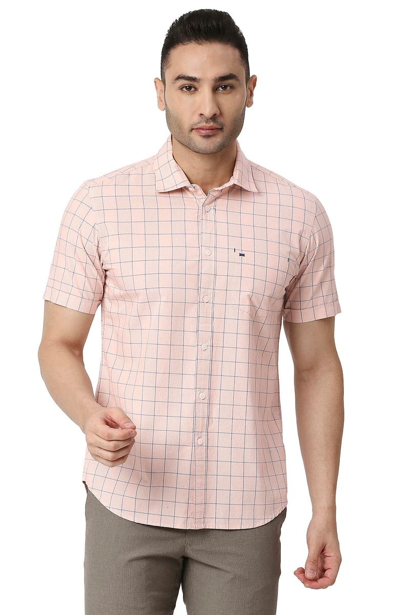 BASICS SLIM FIT COTTON CHECKS SHIRT