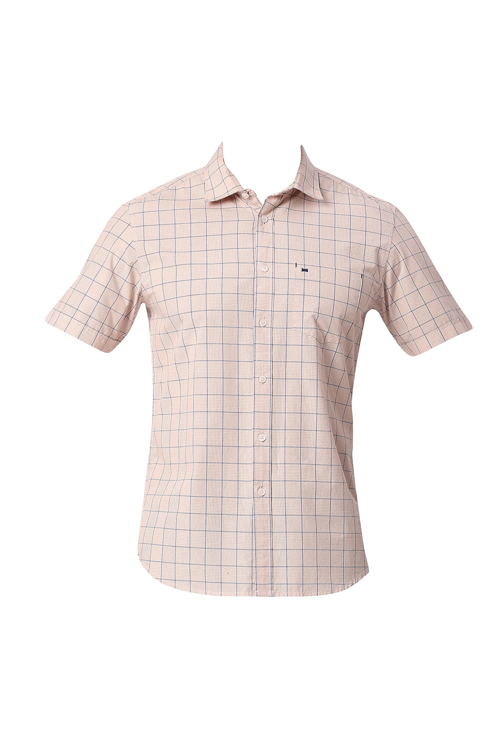 BASICS SLIM FIT COTTON CHECKS HALFSLEEVES SHIRT