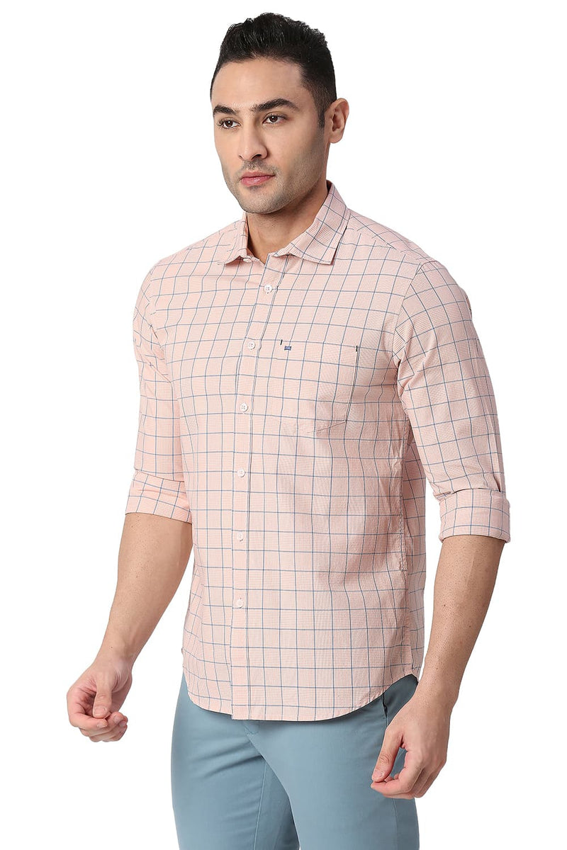 BASICS SLIM FIT COTTON CHECKS SHIRT