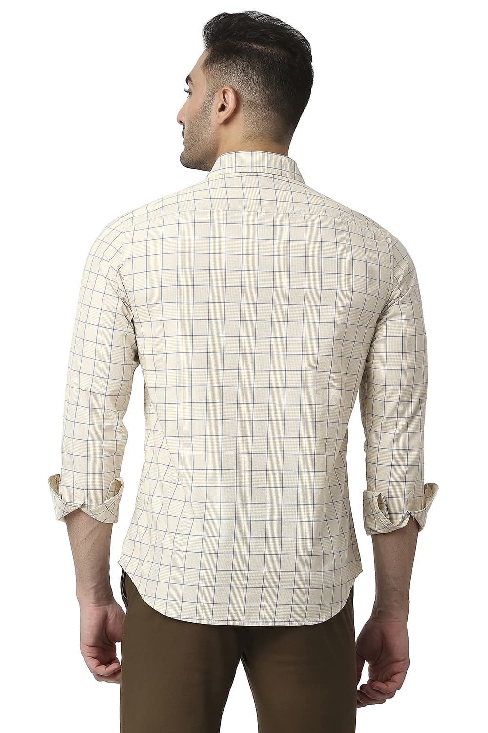 BASICS SLIM FIT COTTON CHECKS SHIRT