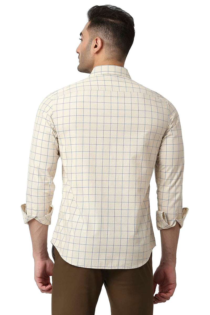 BASICS SLIM FIT COTTON CHECKS SHIRT