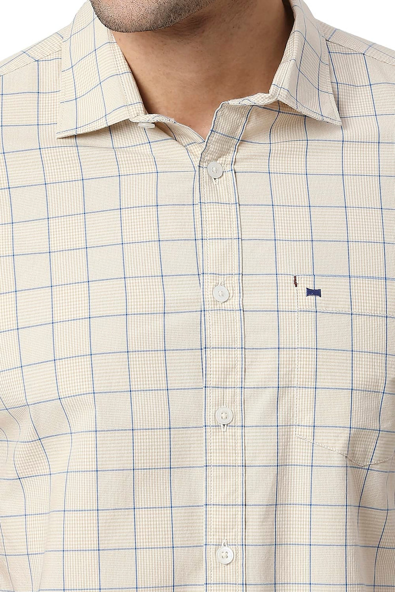 BASICS SLIM FIT COTTON CHECKS HALFSLEEVES SHIRT