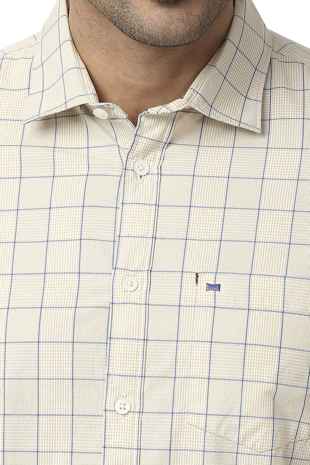 BASICS SLIM FIT COTTON CHECKS SHIRT