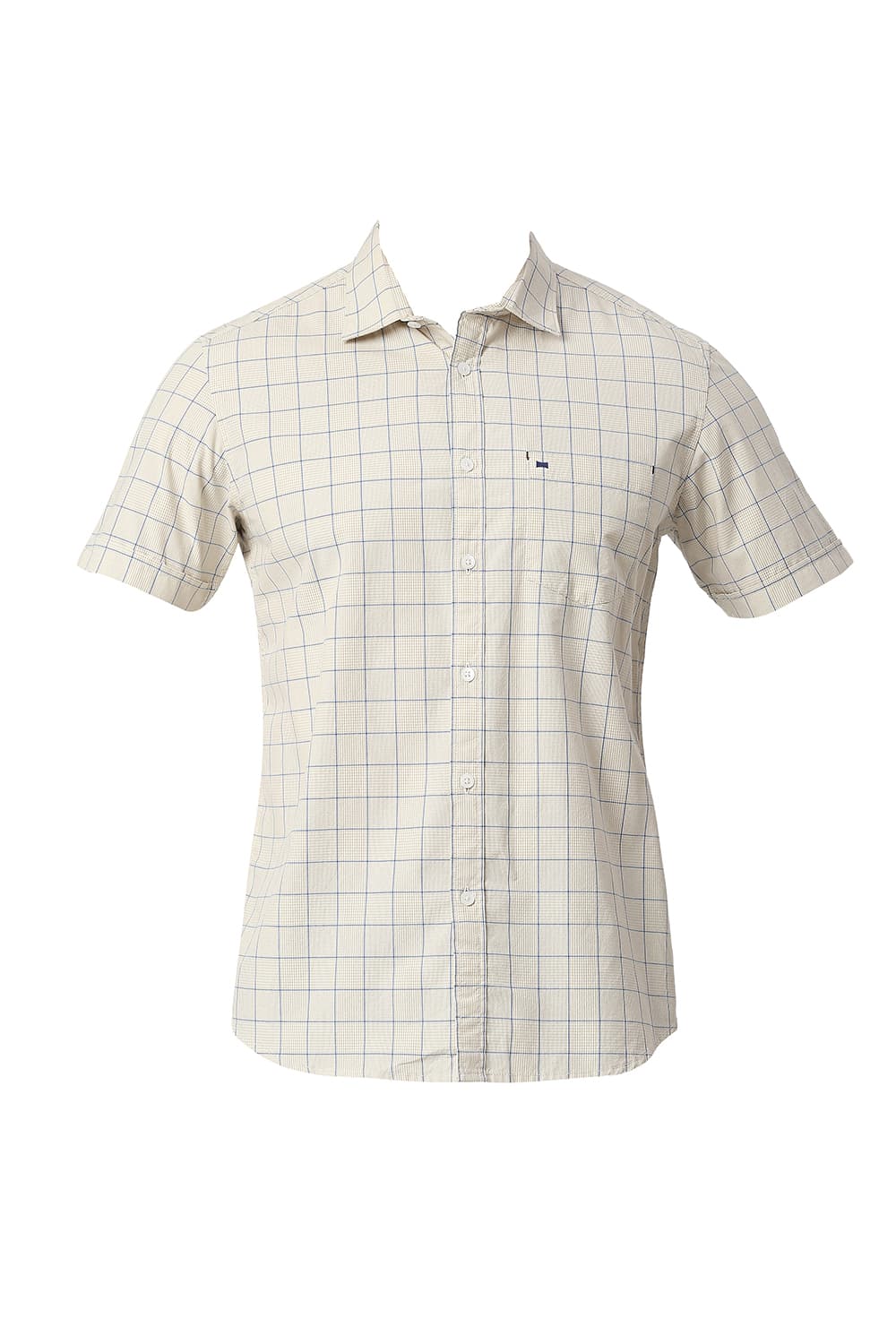 BASICS SLIM FIT COTTON CHECKS HALFSLEEVES SHIRT