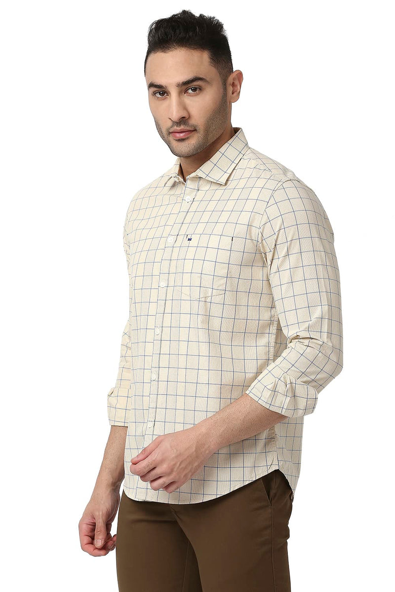 BASICS SLIM FIT COTTON CHECKS SHIRT