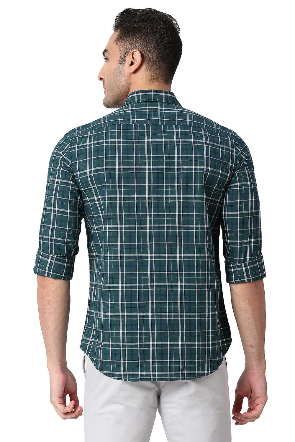 BASICS SLIM FIT COTTON CHECKS SHIRT