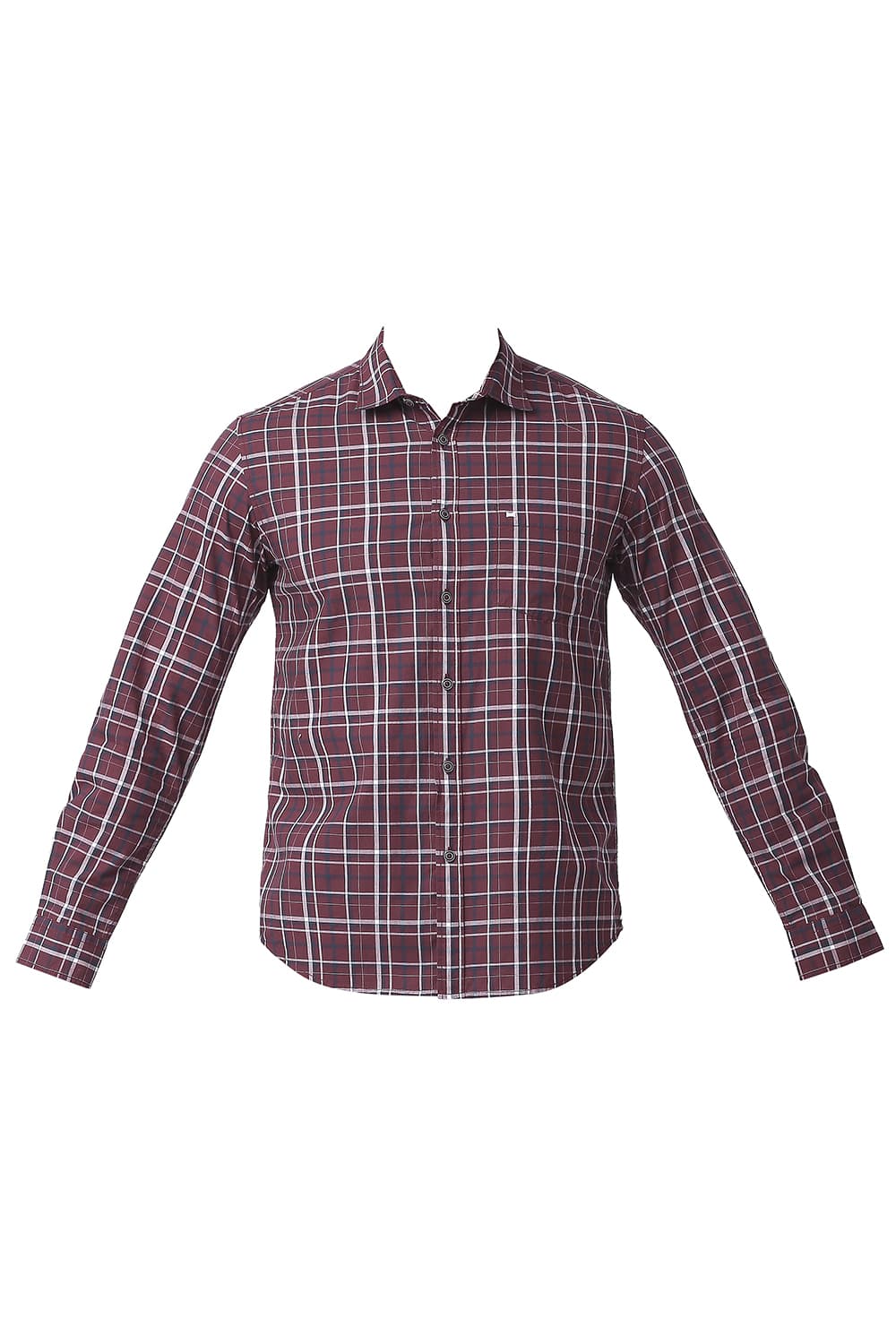 BASICS SLIM FIT COTTON CHECKS SHIRT