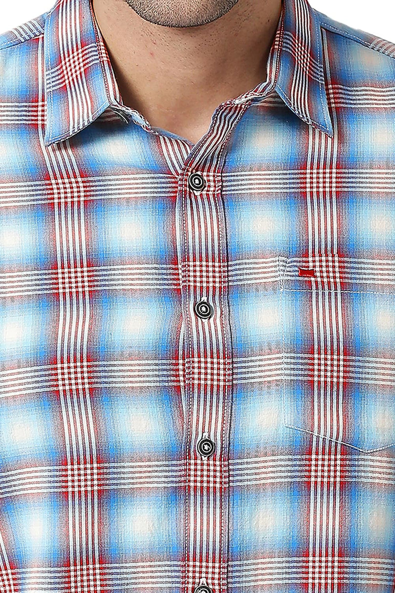 BASICS SLIM FIT COTTON TWILL CHECKS SHIRT