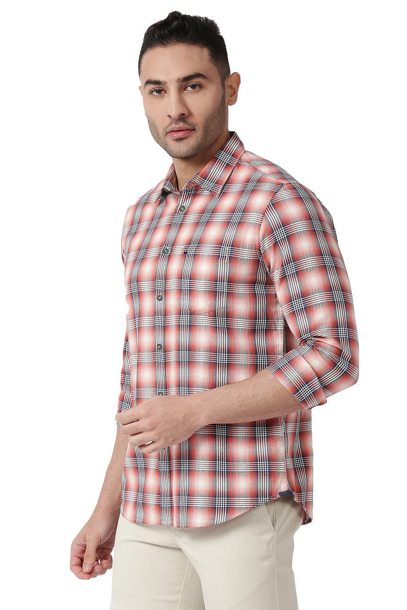 BASICS SLIM FIT COTTON TWILL CHECKS SHIRT