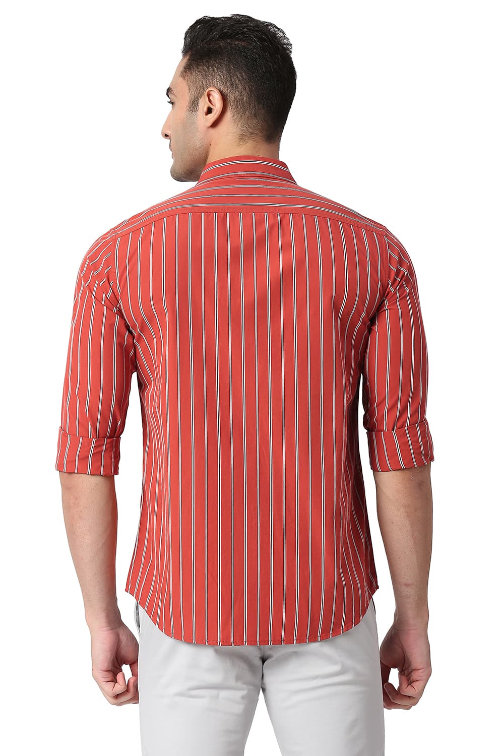 BASICS SLIM FIT COTTON STRIPE SHIRT