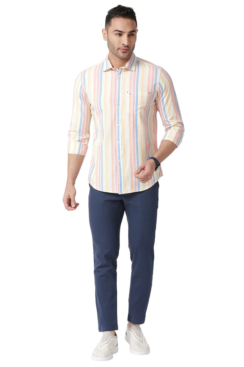 BASICS SLIM FIT COTTON STRIPE SHIRT