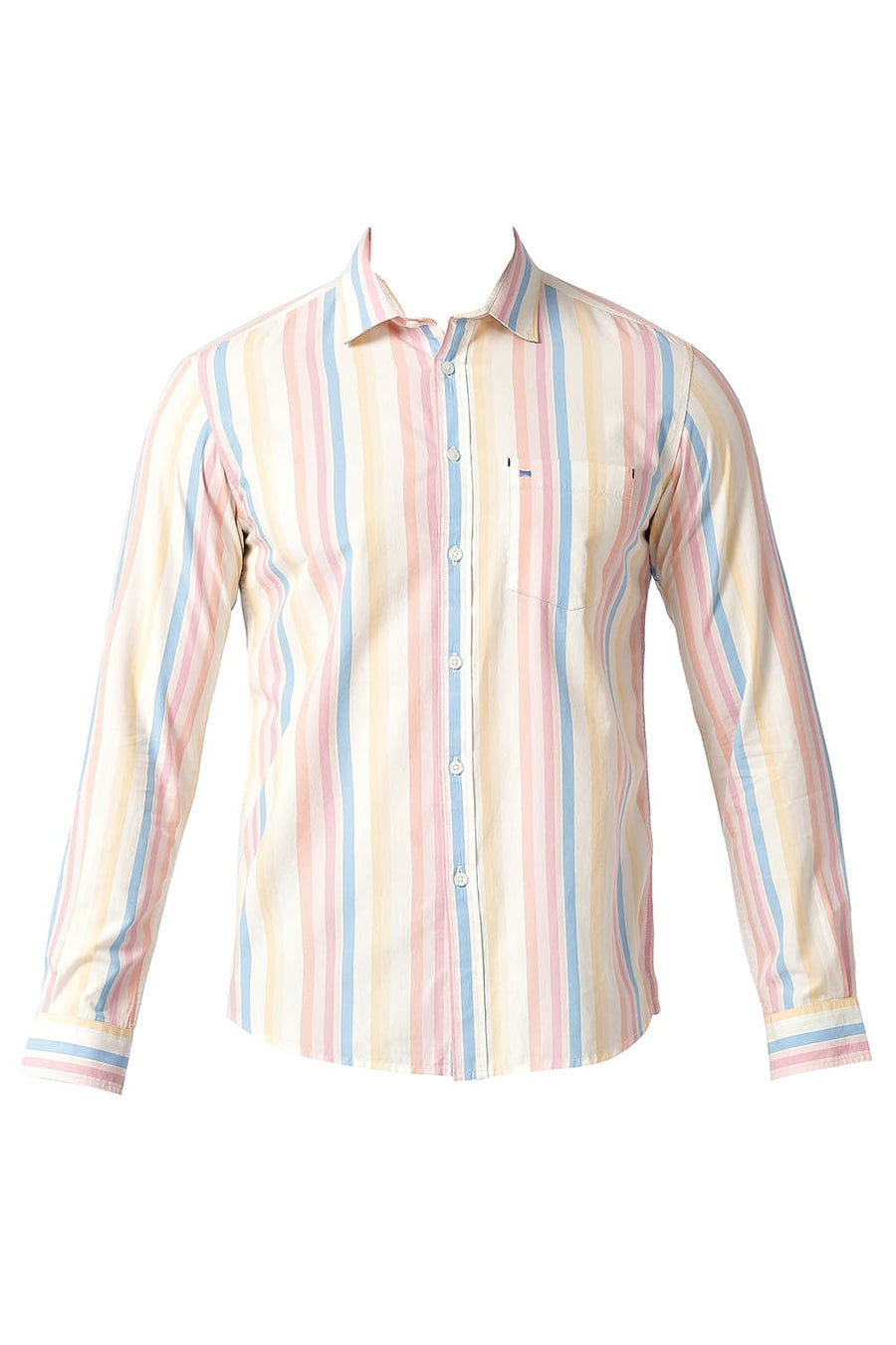 BASICS SLIM FIT MELBA PINK COTTON STRIPE SHIRT