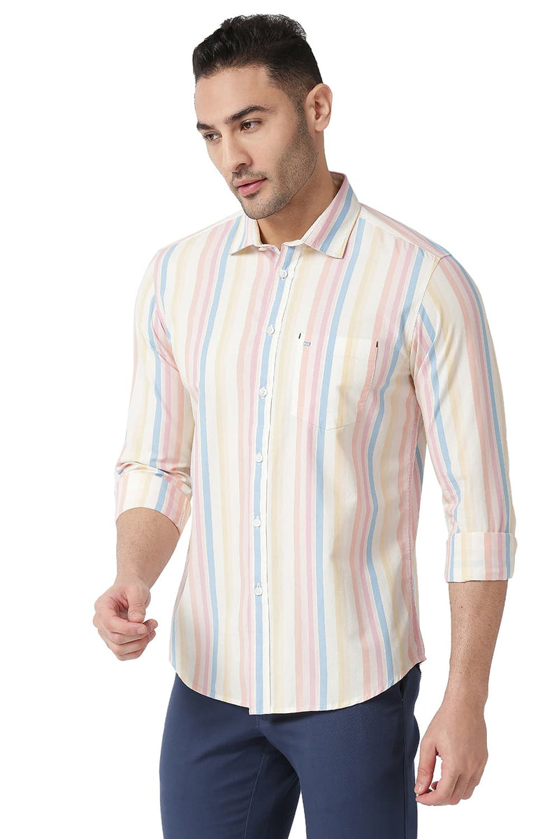 BASICS SLIM FIT COTTON STRIPE SHIRT