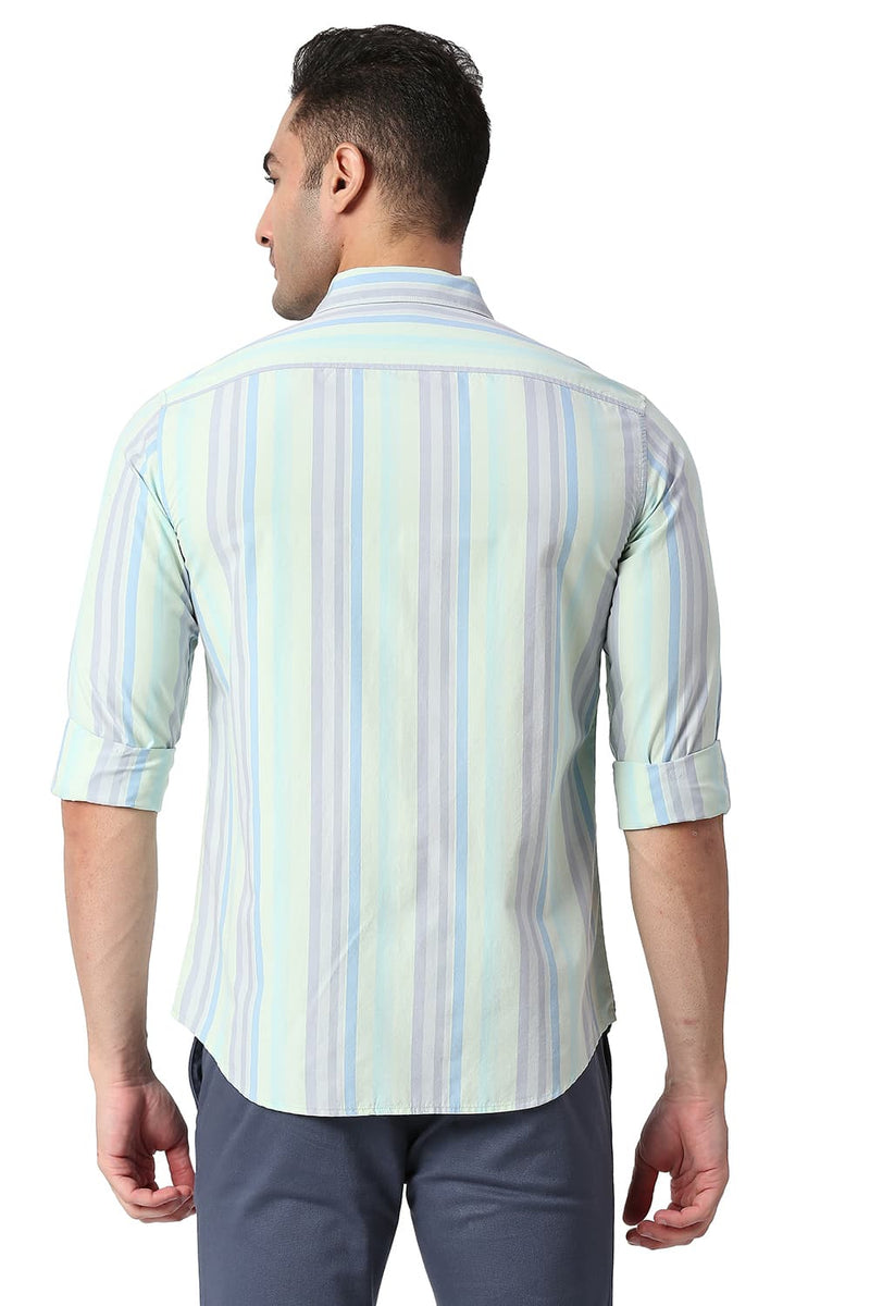 BASICS SLIM FIT COTTON STRIPE SHIRT