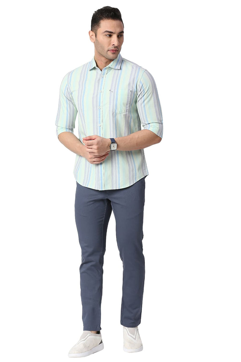 BASICS SLIM FIT COTTON STRIPE SHIRT