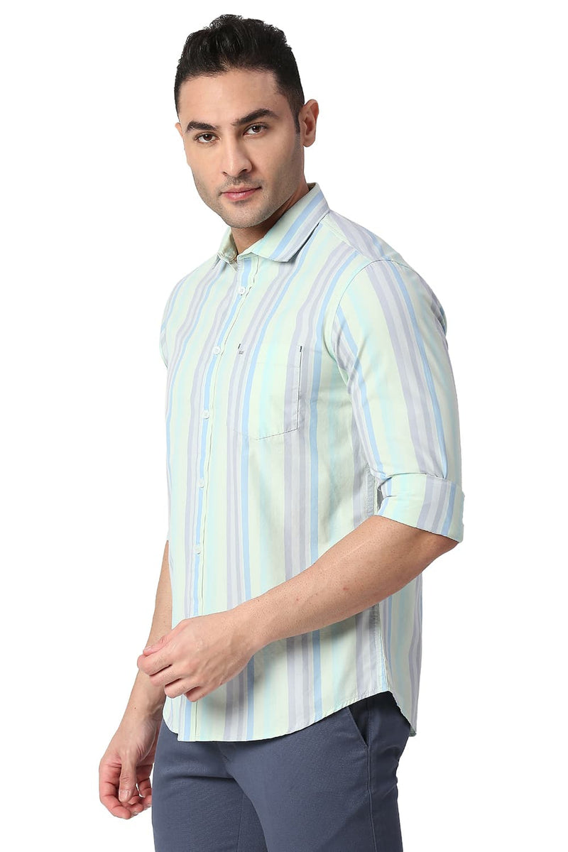 BASICS SLIM FIT COTTON STRIPE SHIRT