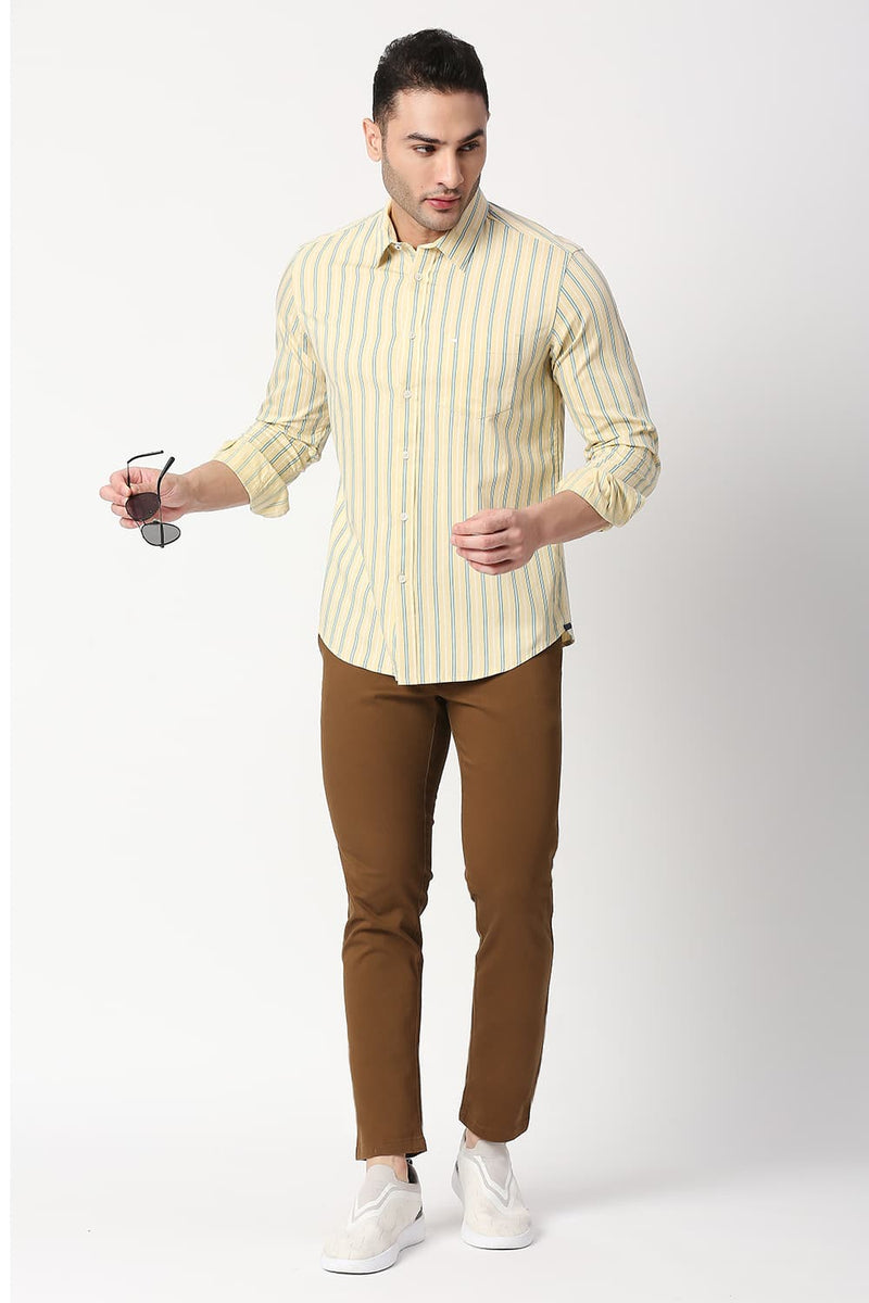 Slim Fit Cotton Twill Stripe Shirt