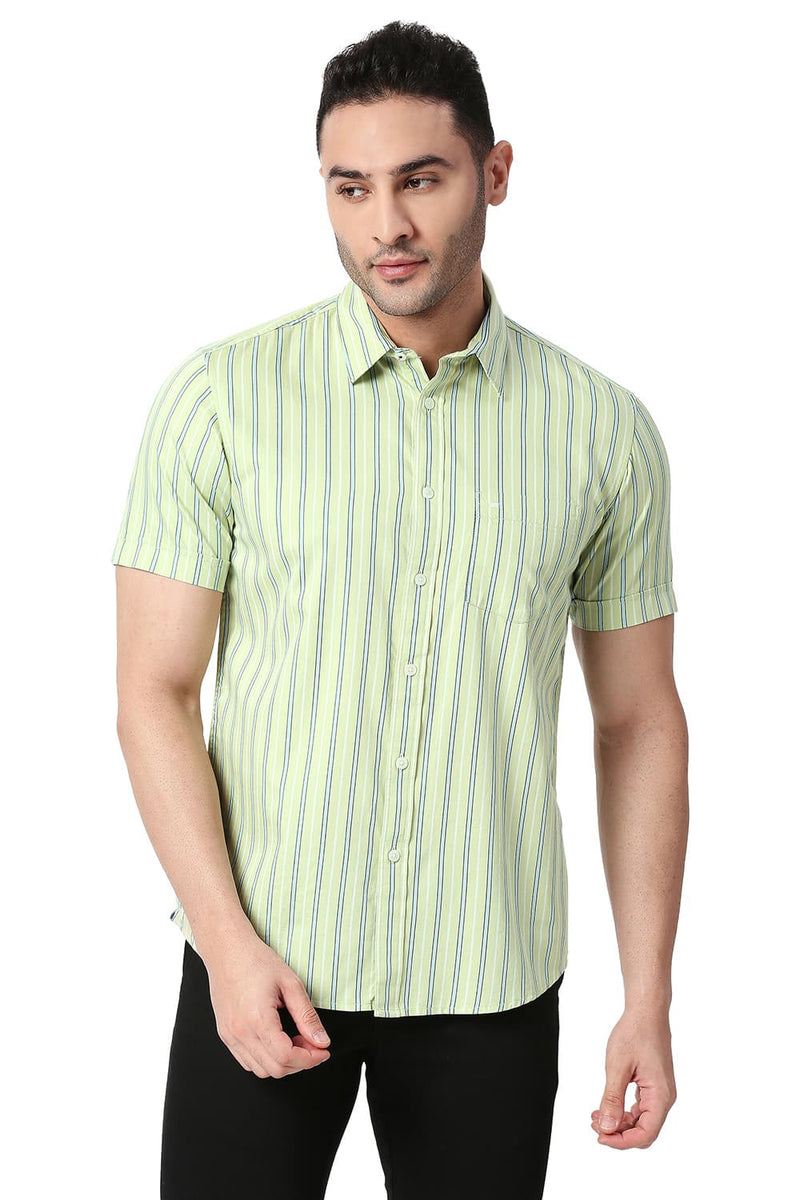 BASICS SLIM FIT COTTON TWILL STRIPE SHIRT