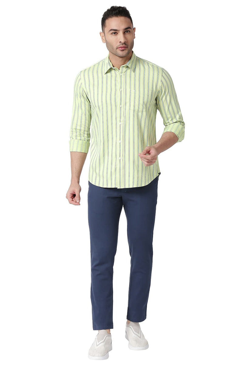 BASICS SLIM FIT COTTON TWILL STRIPE SHIRT