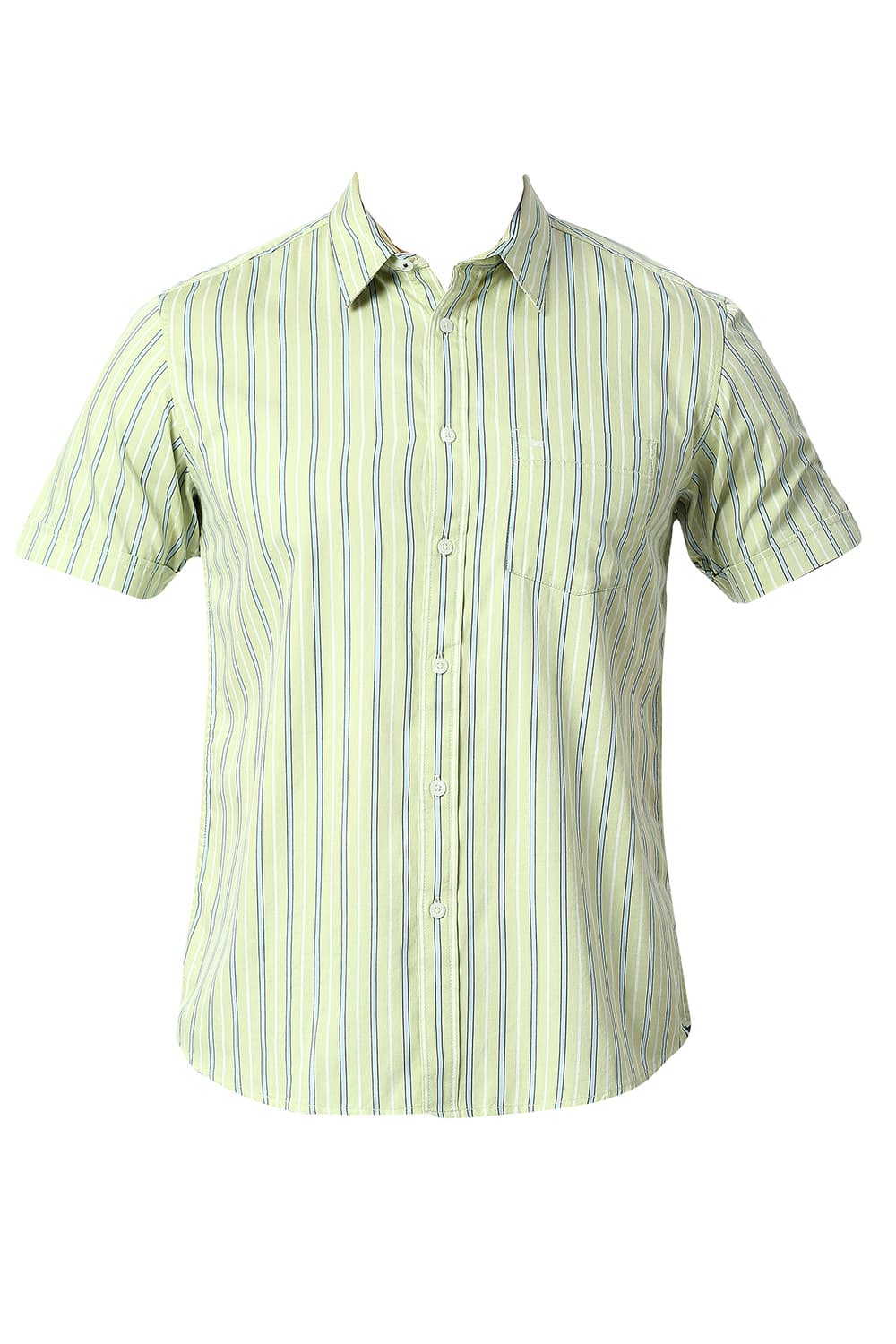 BASICS SLIM FIT COTTON TWILL STRIPE HALFSLEEVES SHIRT