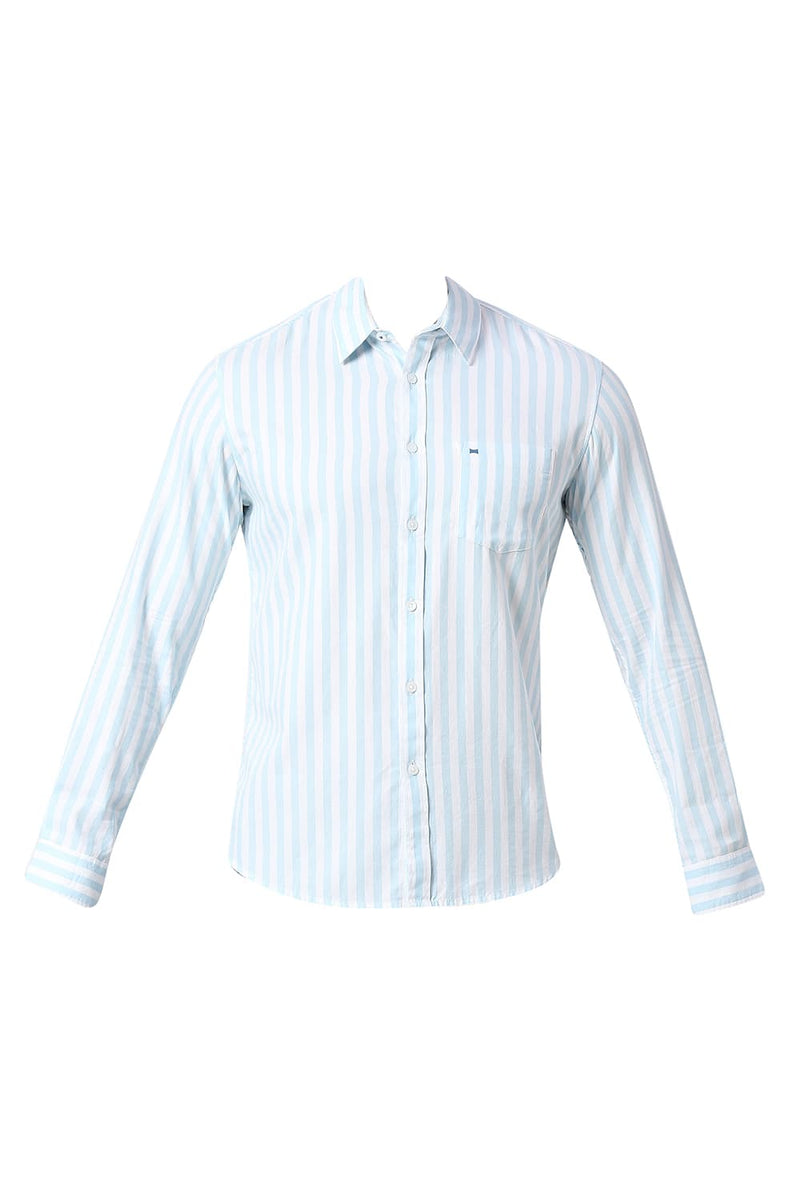 BASICS SLIM FIT COTTON TWILL STRIPE SHIRT