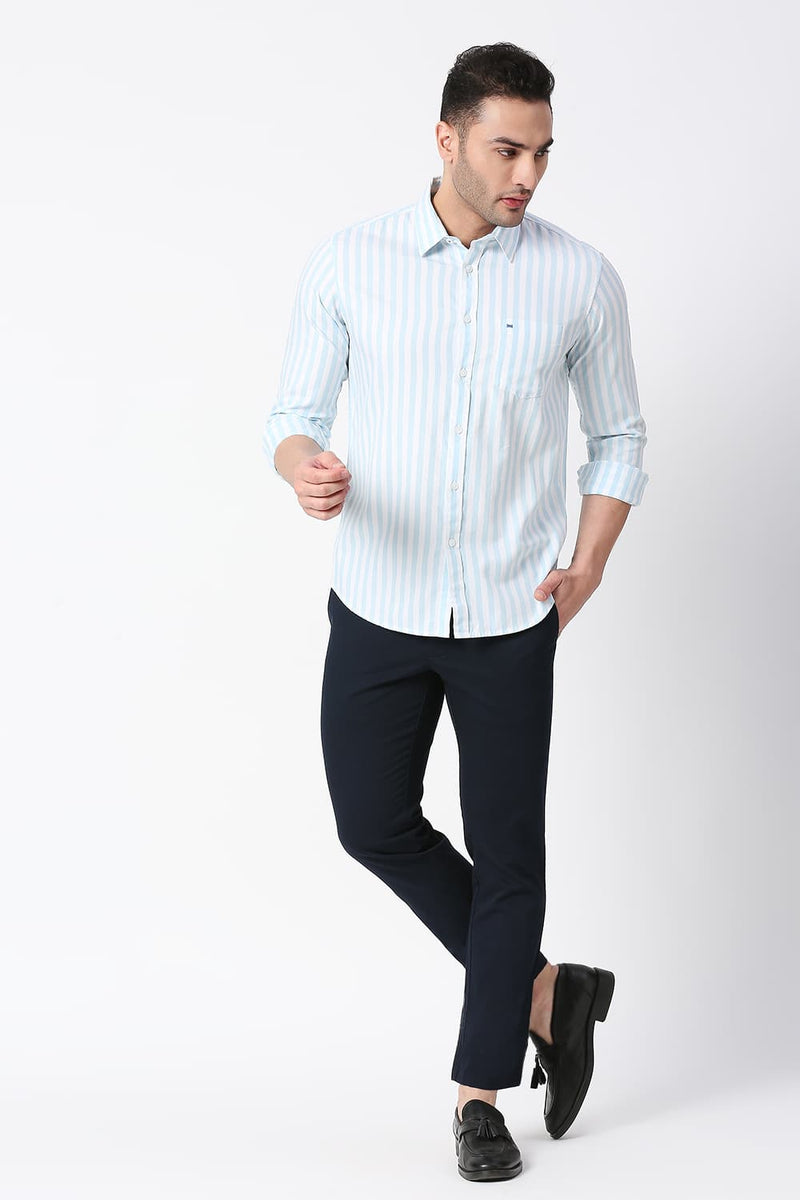 Slim Fit Cotton Twill Stripe Shirt