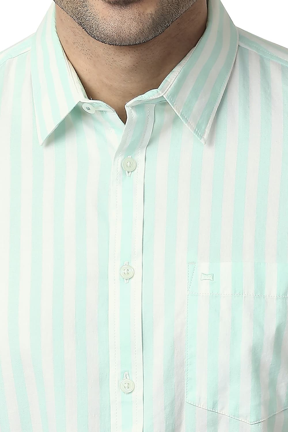 BASICS SLIM FIT COTTON TWILL STRIPE SHIRT