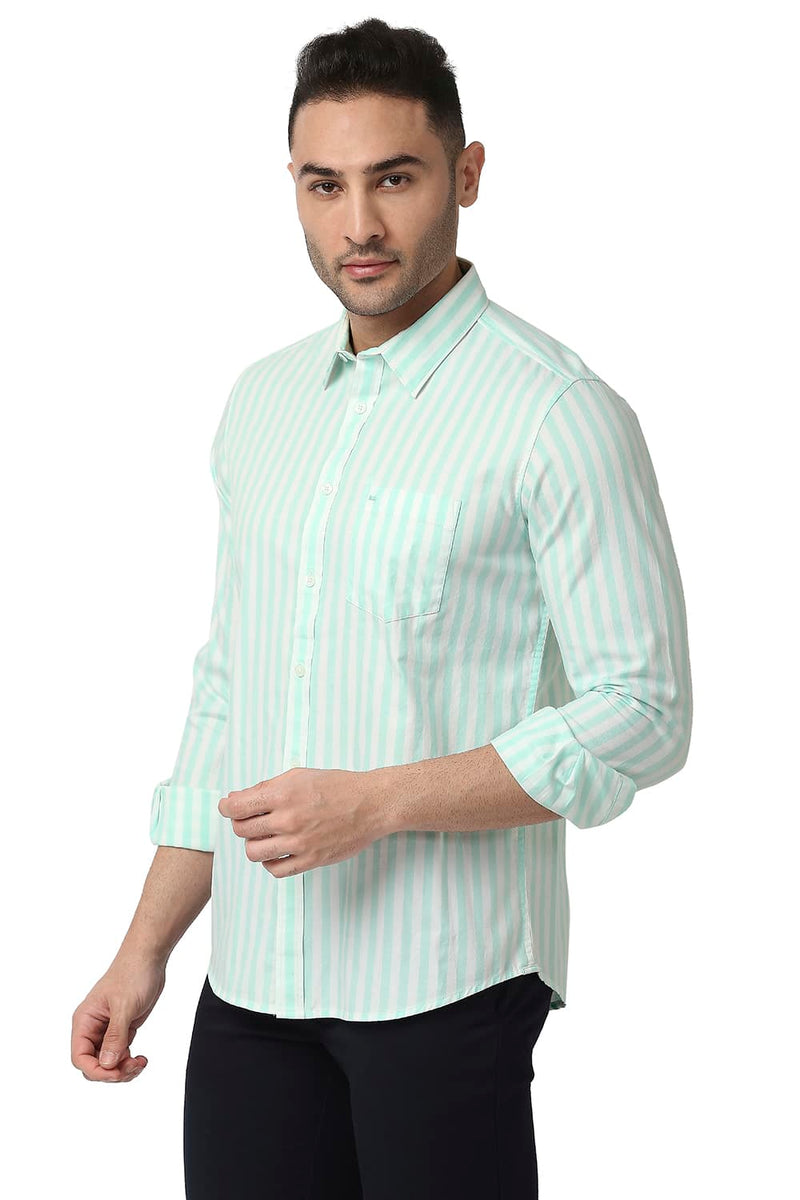 BASICS SLIM FIT COTTON TWILL STRIPE SHIRT