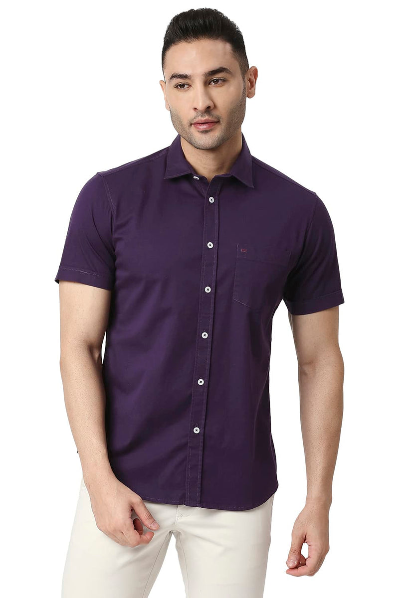 BASICS SLIM FIT COTTON TWILL STRETCH SHIRT