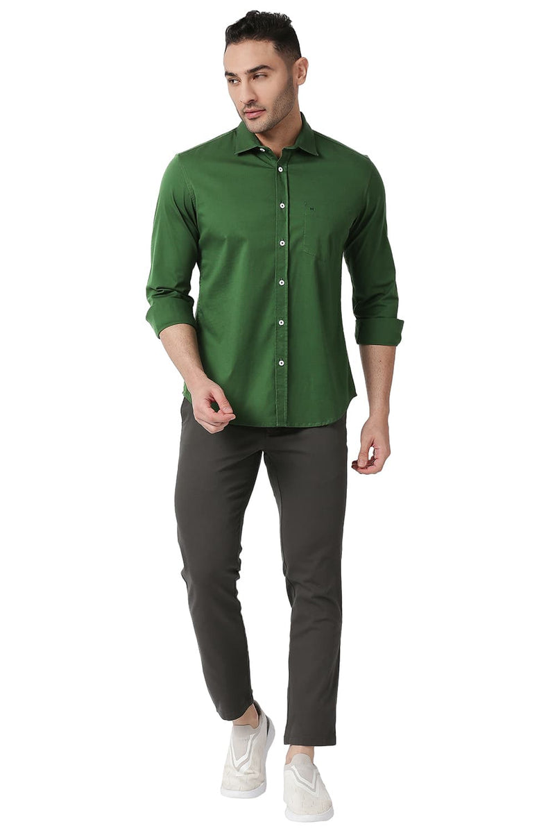 BASICS SLIM FIT COTTON TWILL STRETCH SHIRT