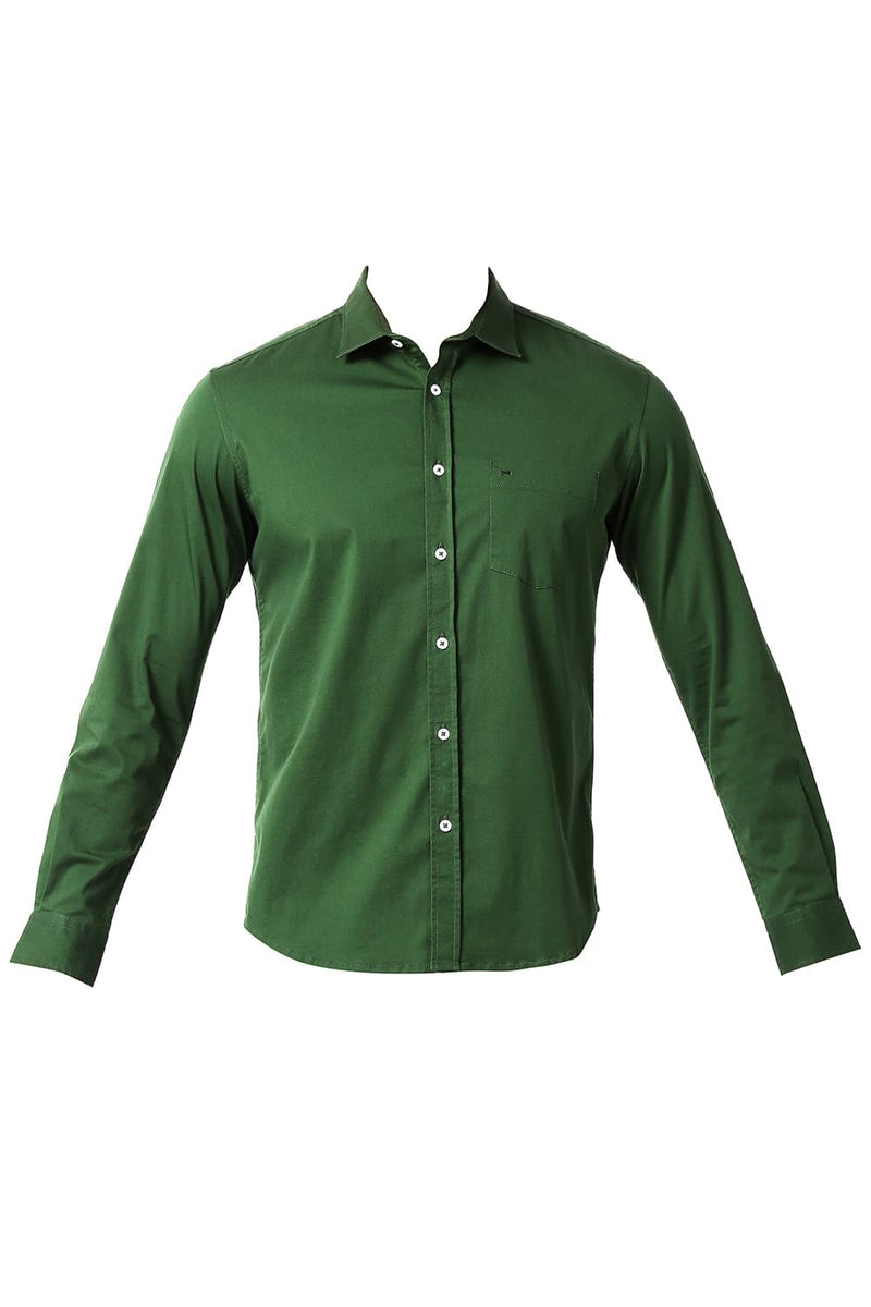 BASICS SLIM FIT COTTON TWILL STRETCH SHIRT