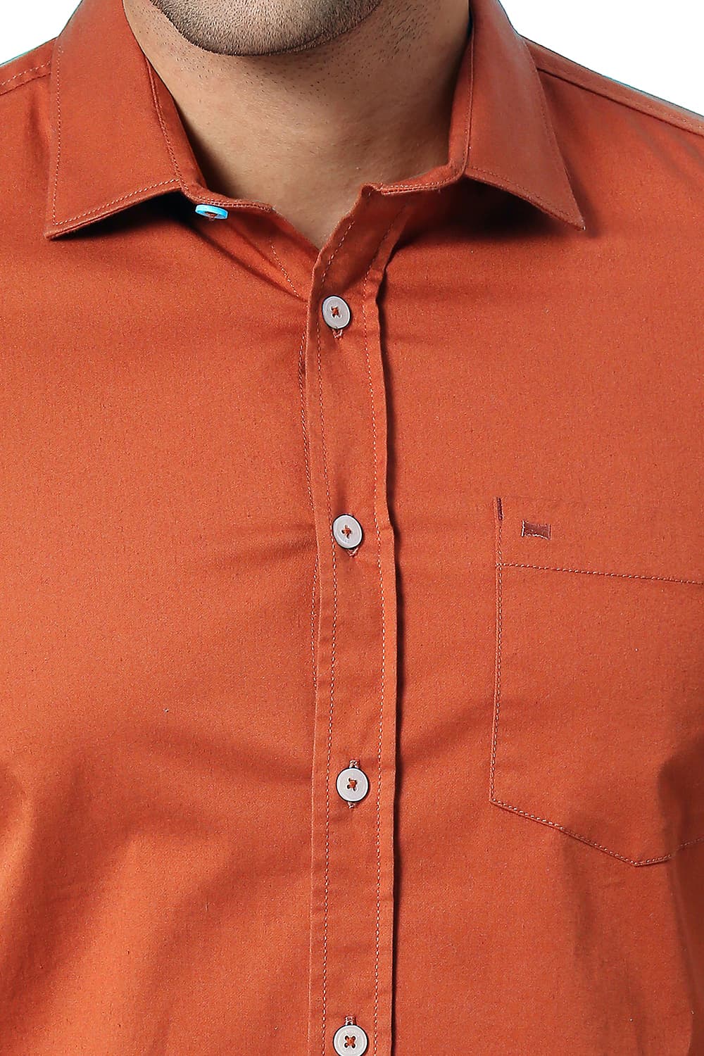 BASICS SLIM FIT COTTON TWILL STRETCH HALFSLEEVES SHIRT