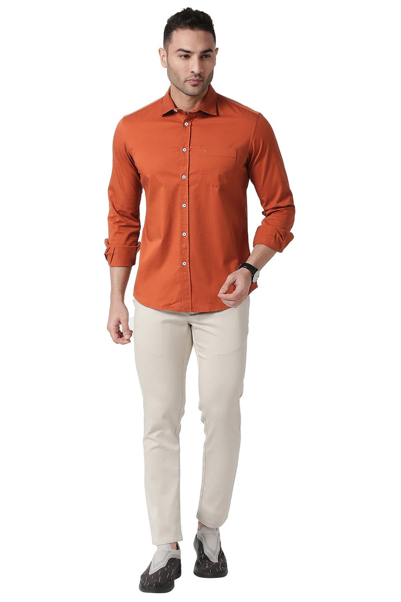 BASICS SLIM FIT COTTON TWILL STRETCH SHIRT