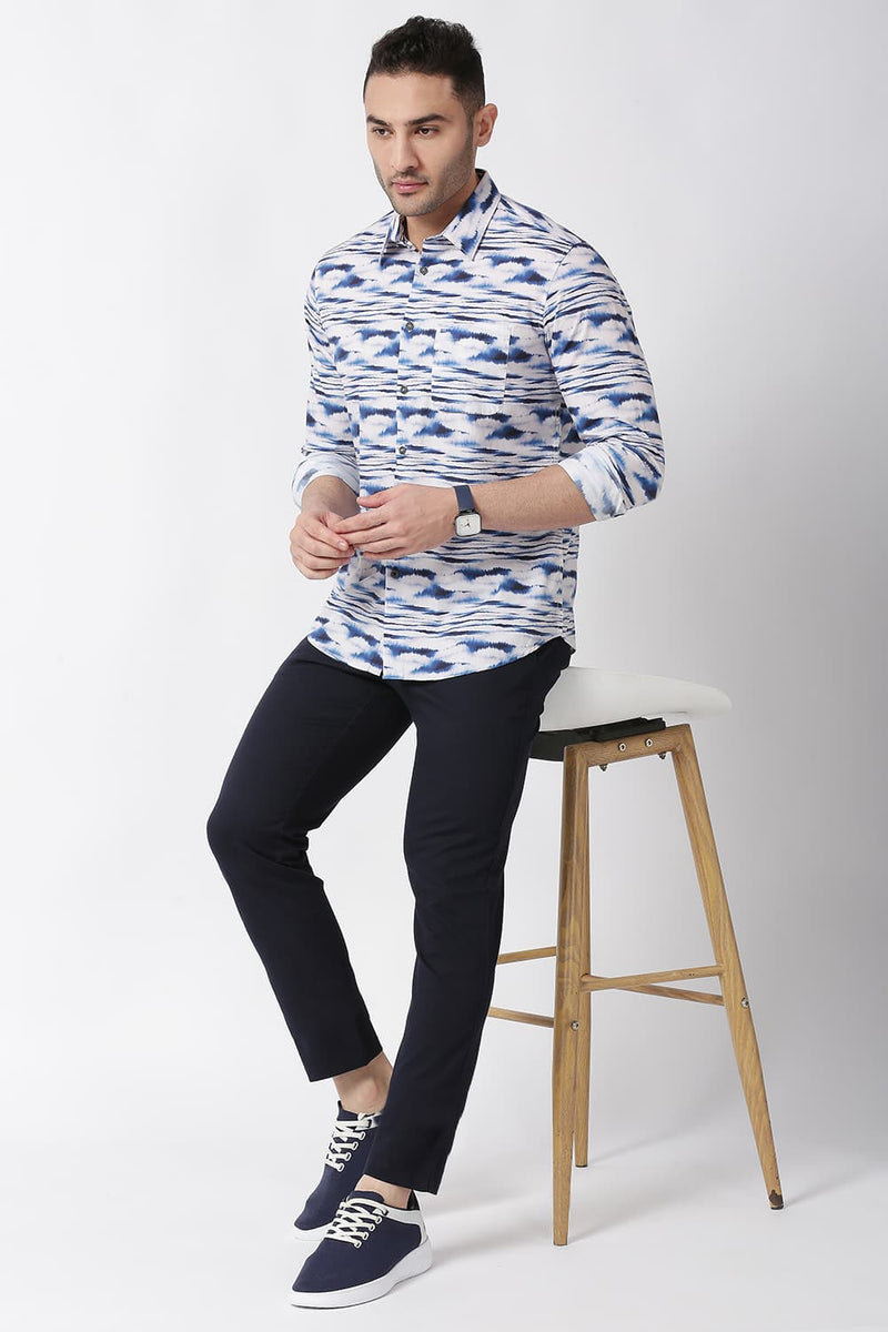 Slim Fit Cotton Poplin Digital Printed Shirt