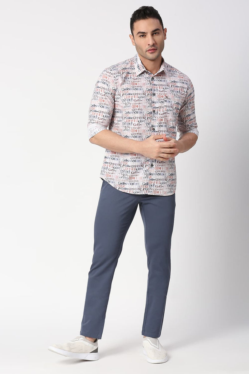 Slim Fit Cotton Poplin Digital Printed Shirt