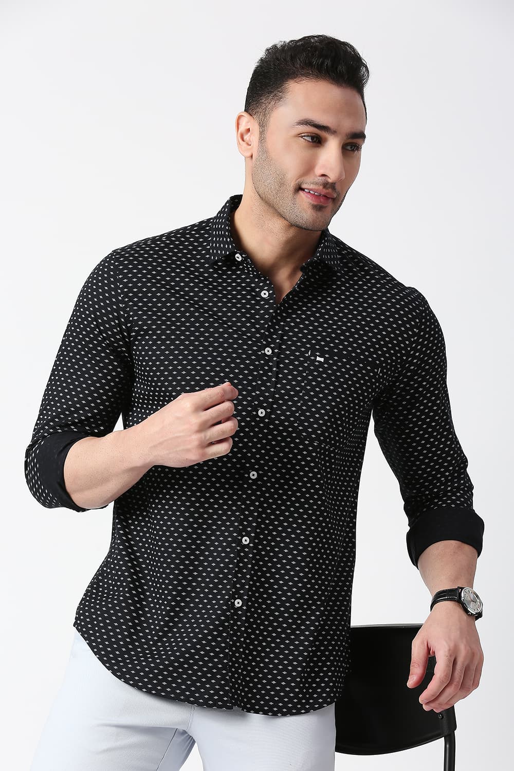 Slim Fit Cotton Twill Printed Shirt