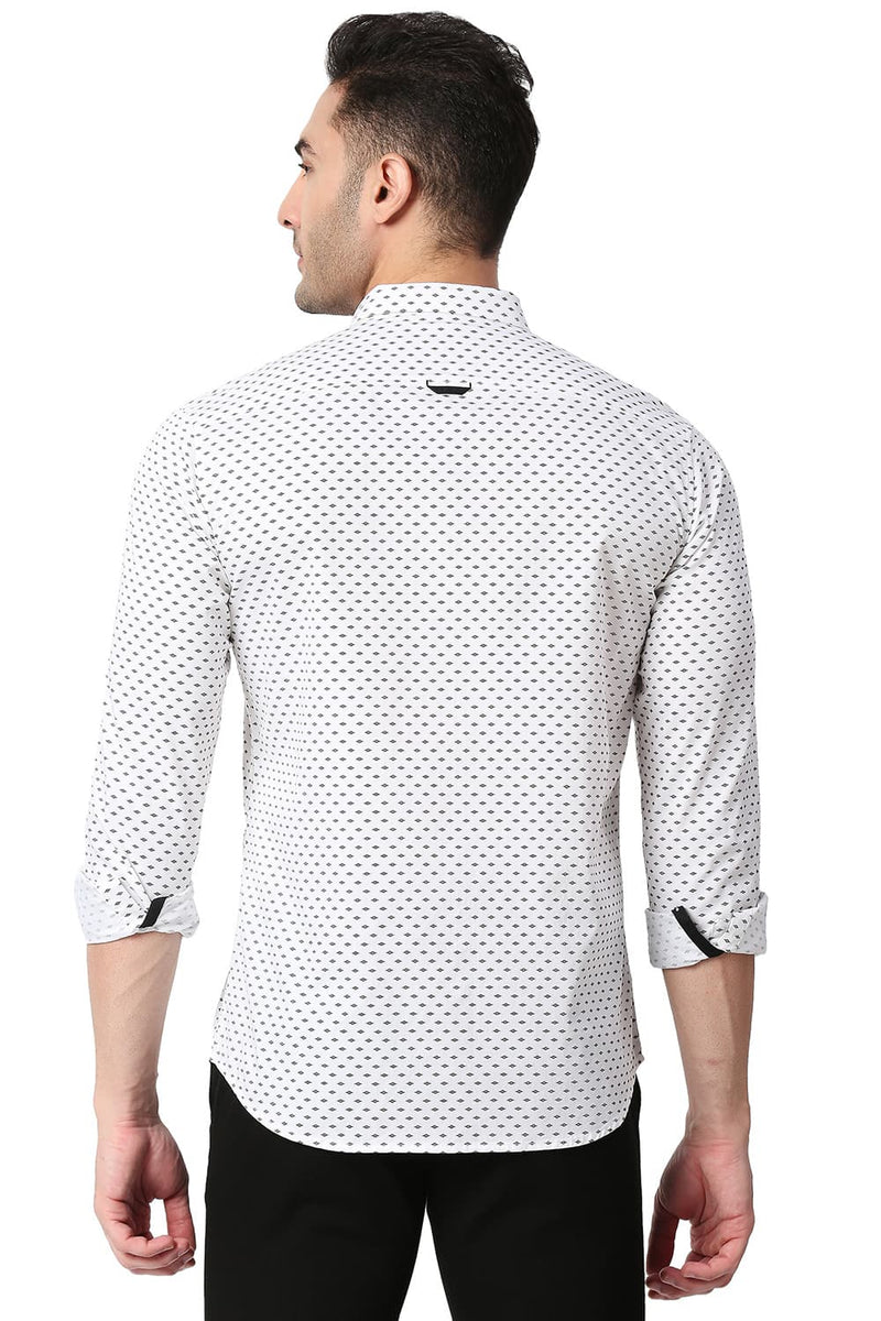 BASICS SLIM FIT COTTON TWILL PRINTED SHIRT